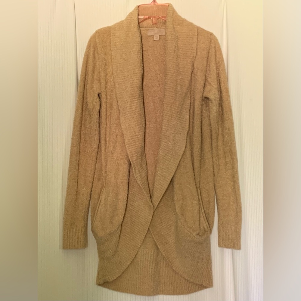 Barefoot Dreams CozyChic Tan Super Soft Cardigan Sweater Open Front XS / Small